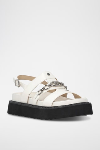 Sandalias con plataforma de piel Kate 06 - Beige