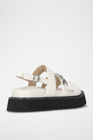 Sandalias con plataforma de piel Kate 06 - Beige