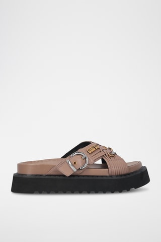 Sandalias de piel caprina con plataforma Kate 09 - Marrón