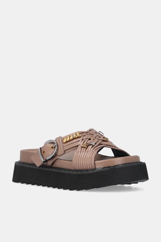 Sandalias de piel caprina con plataforma Kate 09 - Marrón