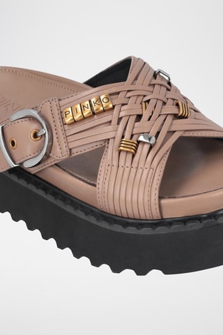 Sandalias de piel caprina con plataforma Kate 09 - Marrón