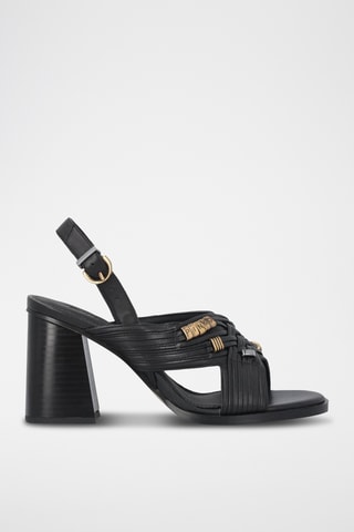 Sandalias de piel de tacón Lara 05 - Negro