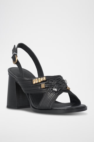 Sandalias de piel de tacón Lara 05 - Negro