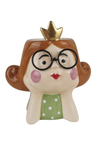 Jarrón de cerámica Welma - 11,5 cm - Marrón y verde claro