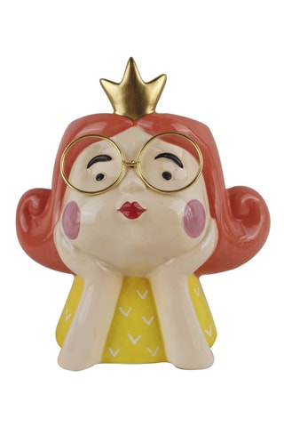 Jarrón de cerámica Welma - 16 cm - Burdeos y amarillo