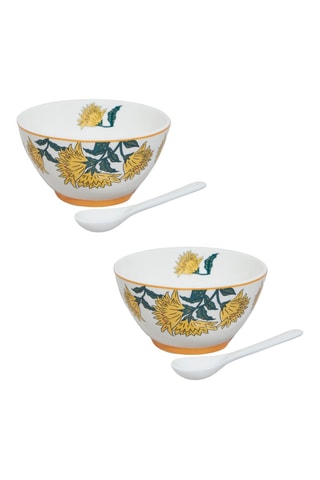 2 boles y 2 cucharas de porcelana Alice