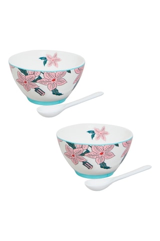 2 boles y 2 cucharas de porcelana Alice