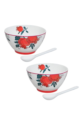 2 boles y 2 cucharas de porcelana Alice