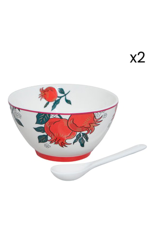 2 boles y 2 cucharas de porcelana Alice