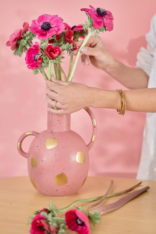 Jarrón de cerámica Pink & Cozy - 21,5 cm - Rosa