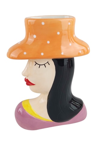 Jarrón de cerámica Sveva - 23 cm - Naranja y negro