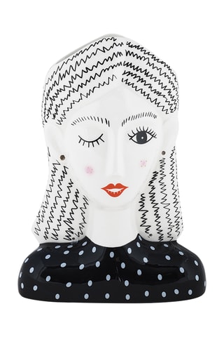 Estatua de cerámica Elicriso - 18,5 x 9,5 x 25,5 cm - Negro y blanco