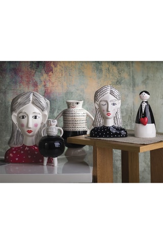 Estatua de cerámica Elicriso - 18,5 x 9,5 x 25,5 cm - Negro y blanco