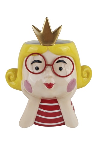 Jarrón de cerámica Welma - 23 cm - Amarillo y beige claro