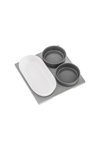 Juego de aperitivo de porcelana y bambú Yin & Yang  - 4 piezas