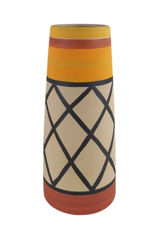 Jarrón de cerámica Mexicana - 30,3 cm - Beige y naranja