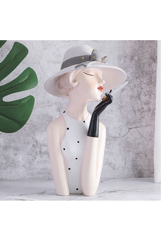 Estatua Dolls - 18,5 x 15 x 31 cm - Rosa y blanco