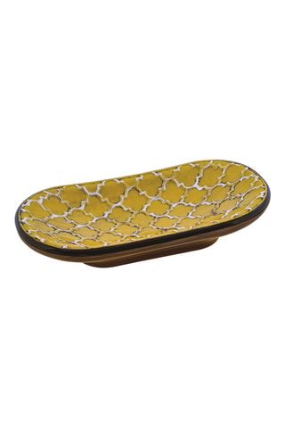 Centro de mesa de cerámica Cedro - 40 x 21 x 8 cm - Mostaza