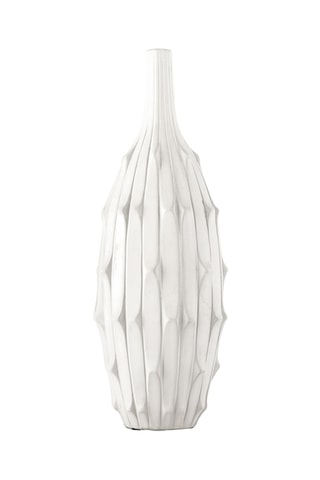 Jarrón de cerámica Arnica - 16,5 x 49 x 16,5 cm - Blanco