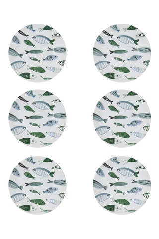 6 platos hondos de cerámica esmaltada Camogli - 24 cm
