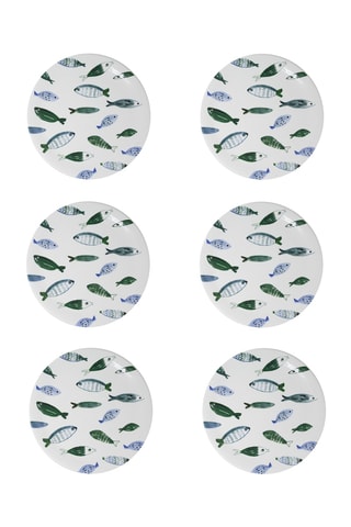 6 platos llanos de cerámica esmaltada Camogli - 27,5 cm