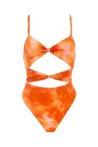 Costume intero tie and dye Suntaniz - Corallo e bianco
