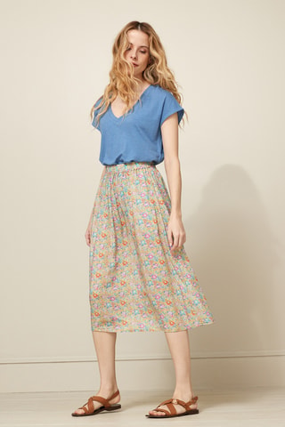 Jupe midi taille haute - Jaune