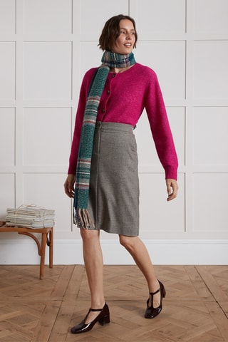 Jupe droite en laine - Beige