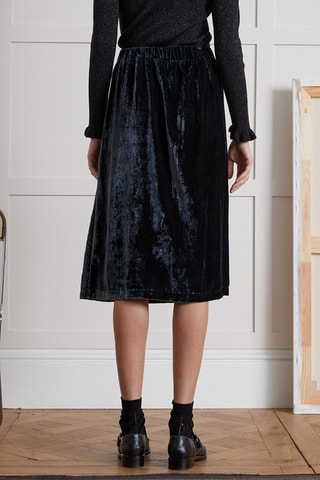 Jupe midi en velours taille haute - Noir