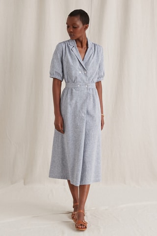 Robe midi en lin - Bleu clair