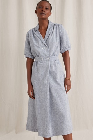 Robe midi en lin - Bleu clair