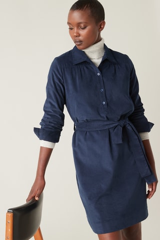 Robe droite en velours - Bleu foncé