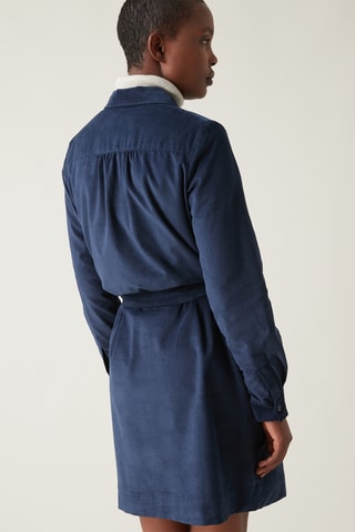 Robe droite en velours - Bleu foncé