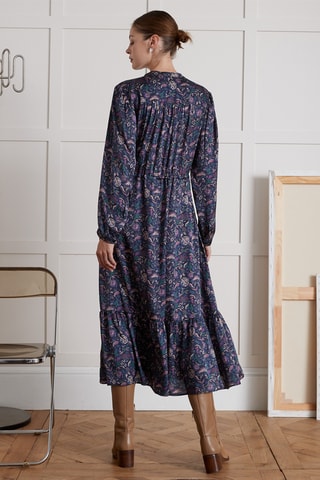 Robe midi - Violet et écru