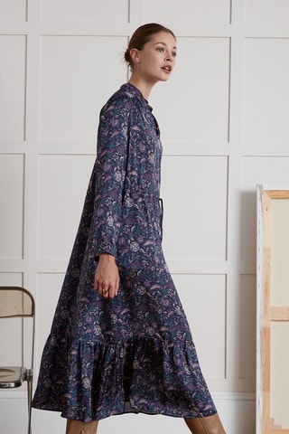 Robe midi - Violet et écru