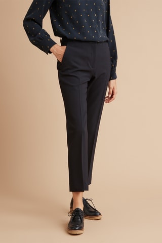 Pantalon cigarette en laine - Bleu foncé