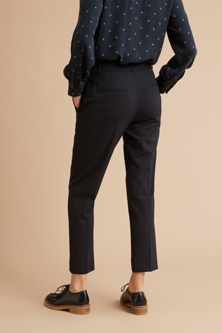 Pantalon cigarette en laine - Bleu foncé