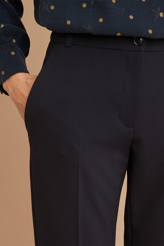 Pantalon cigarette en laine - Bleu foncé