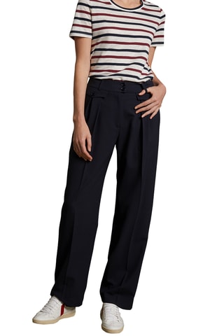 Pantalon large en laine - Bleu foncé