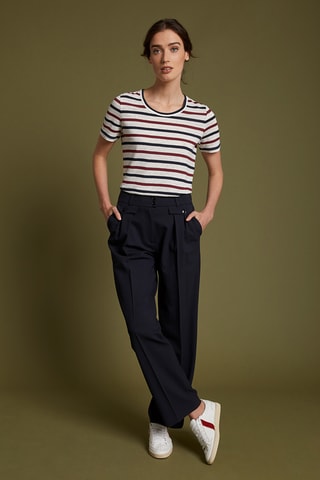 Pantalon large en laine - Bleu foncé