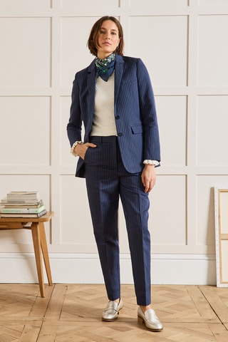 Pantalon droit en lin - Bleu marine
