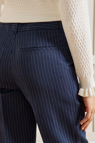 Pantalon droit en lin - Bleu marine