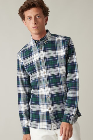 Chemise regular - Bleu marine et vert foncé