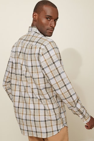 Chemise regular en lin - Bleu et vert