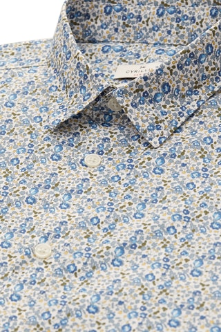 Chemise slim - Bleu cobalt et écru