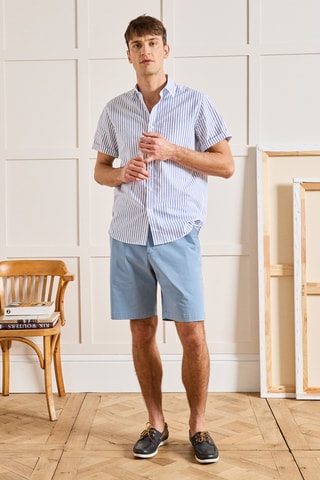 Chemise en lin - Blanc et bleu marine