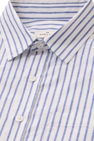 Chemise en lin - Blanc et bleu marine