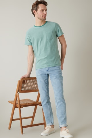 T-shirt en coton biologique - Vert émeraude et écru