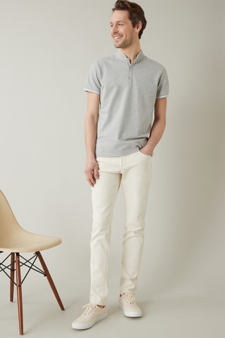 Polo en coton biologique - Gris clair chiné