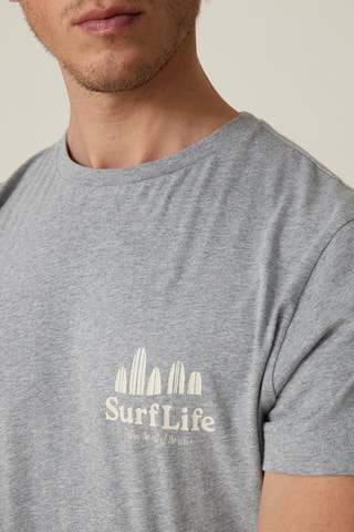 T-shirt en coton biologique - Gris chiné et blanc